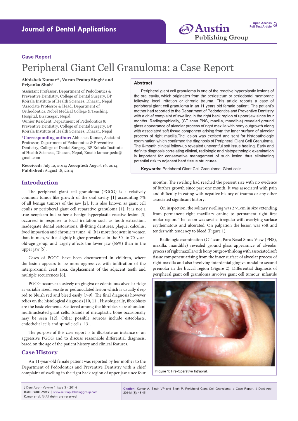 Peripheral Giant Cell Granuloma: a Case Report