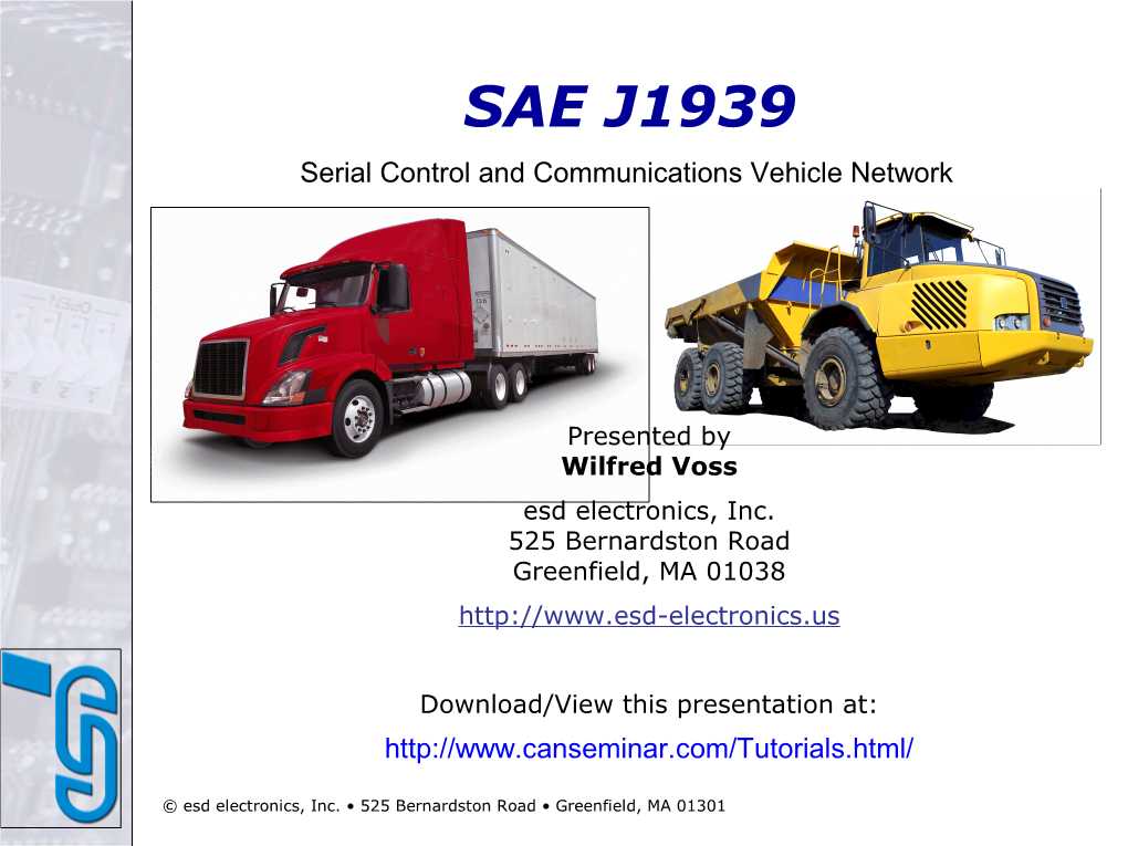 SAE J1939 Serial Control and Communications Vehicle Network