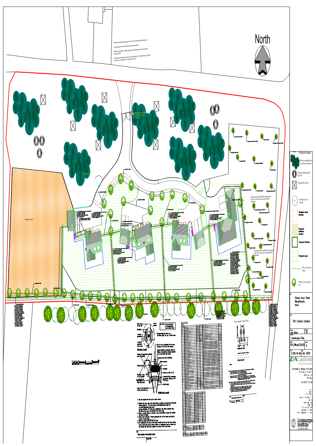 17/00434/CONA/A Proposed New Specimen Tree Existing Tree to Be Retained Existing Woodland to Be Protected and Retained Hedge New Mixed Native