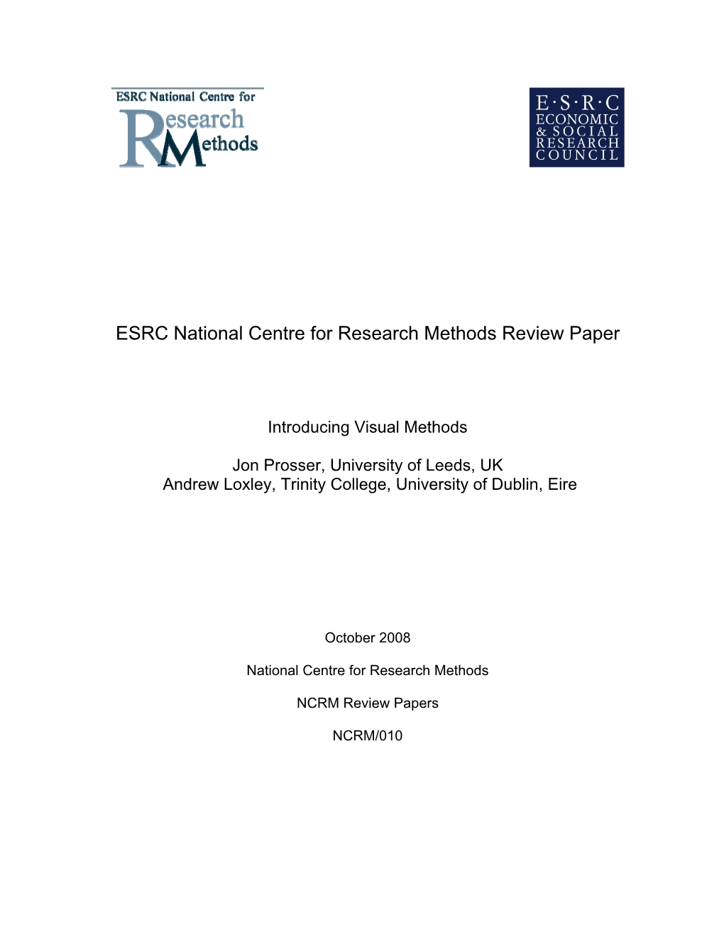 ESRC National Centre for Research Methods Review Paper