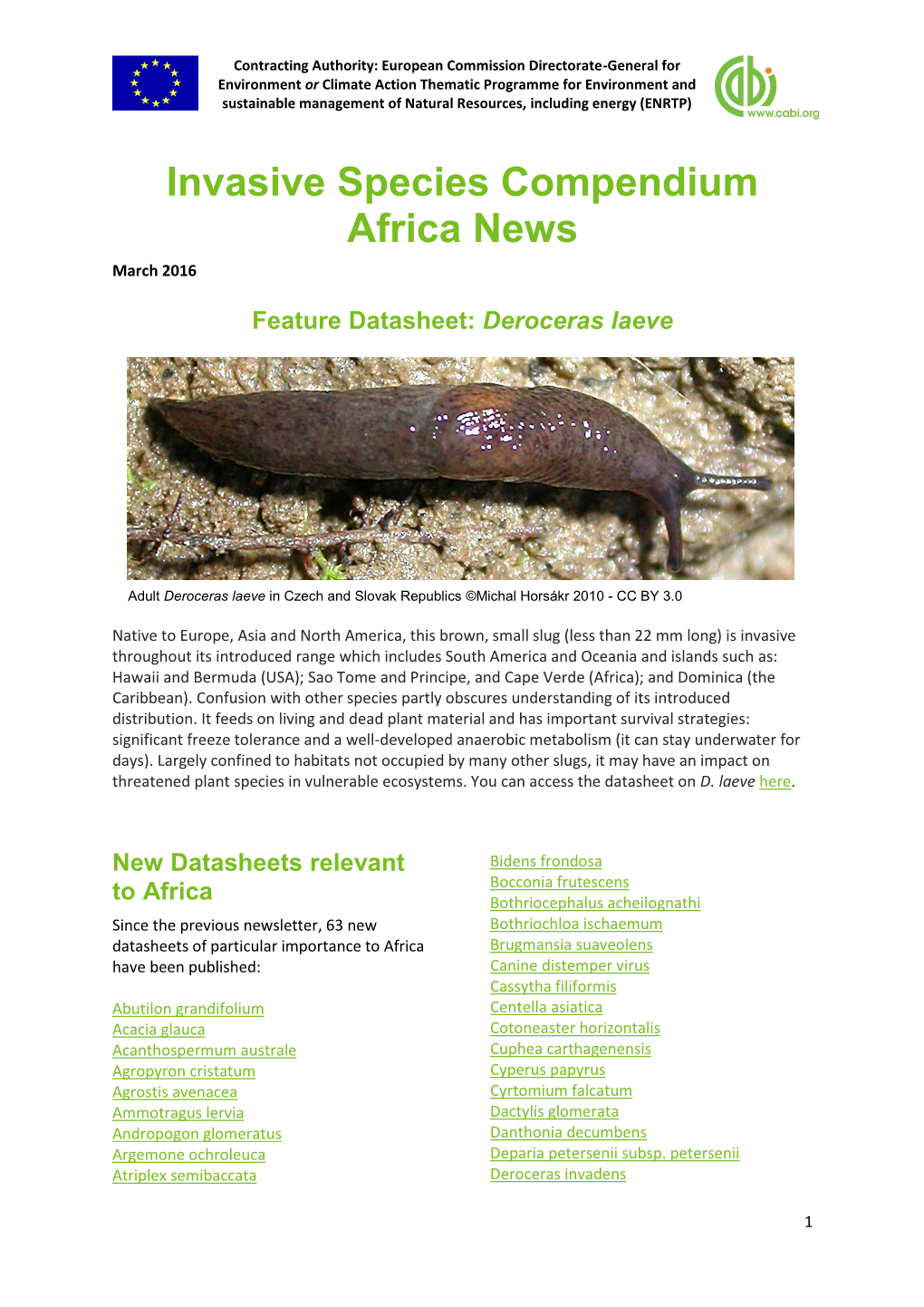 Invasive Species Compendium Africa News March 2016