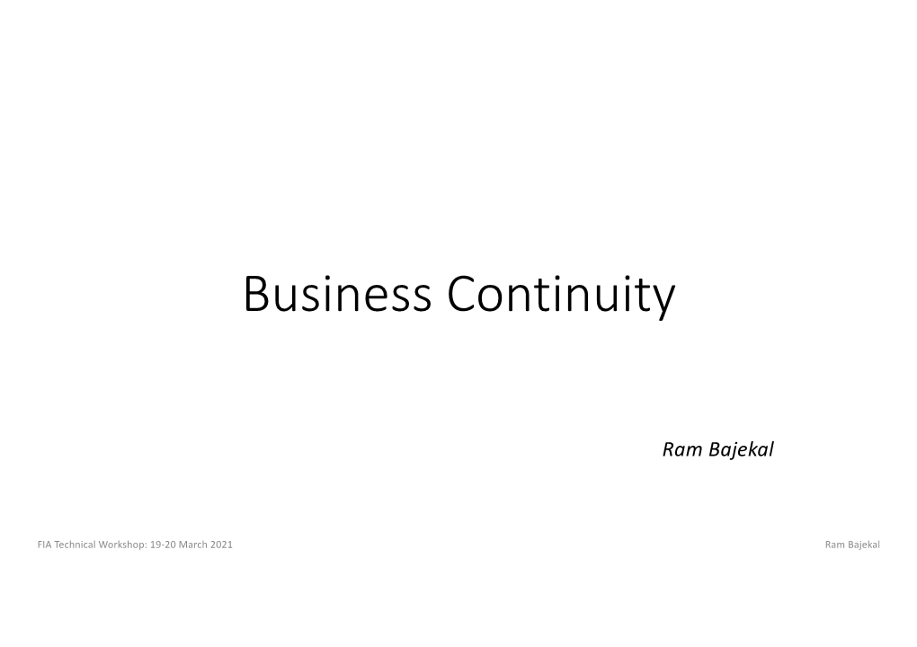 Business Continuity