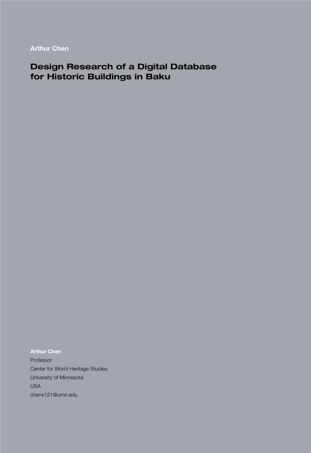 Design Research of a Digital Database for Historic Buildings in Baku