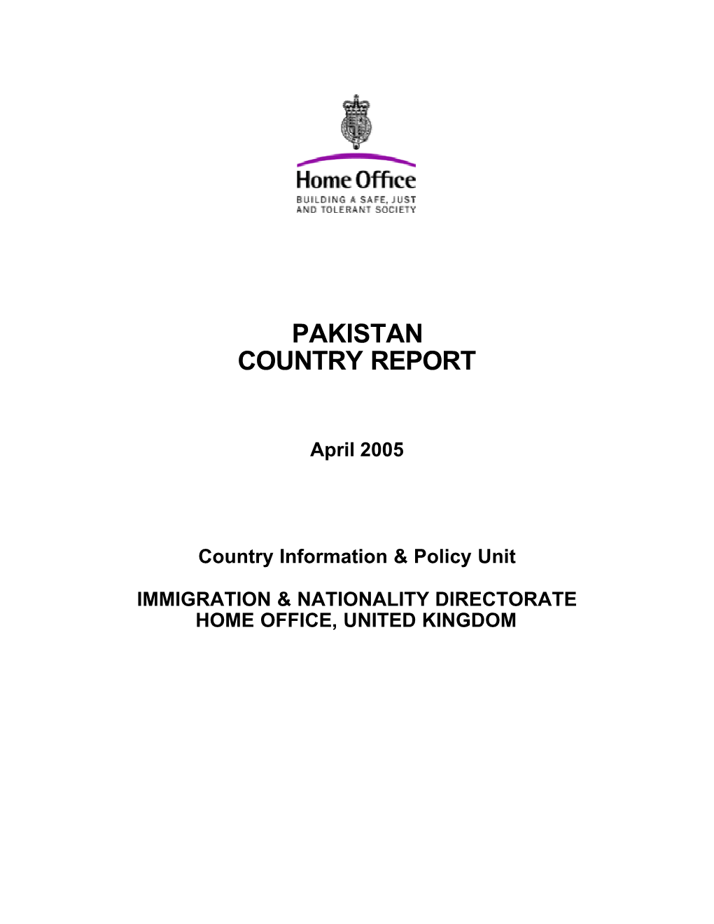 Pakistan April 2005 Country Report