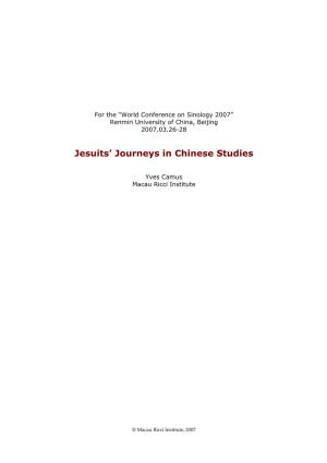 Jesuits' Journeys in Chinese Studies