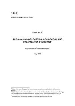 The Analysis of Location, Co-Location And