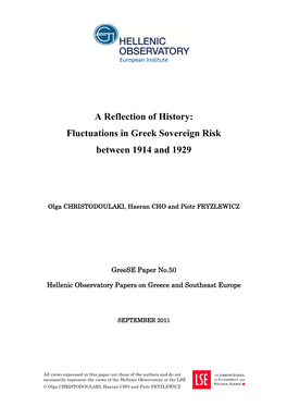 Fluctuations in Greek Sovereign Risk Between 1914 and 1929