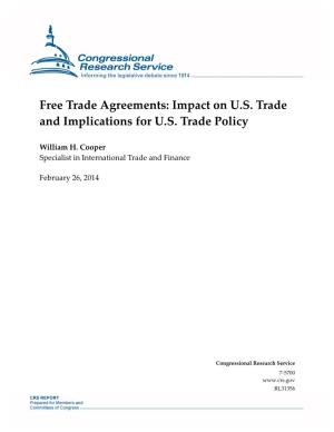 Free Trade Agreements: Impact on U.S