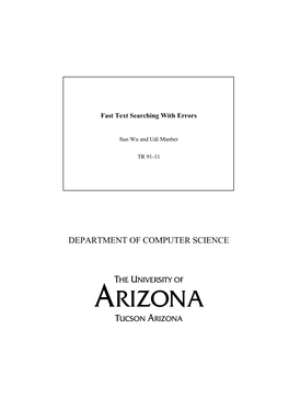 Department of Computer Science Fast Text Searching with Errors