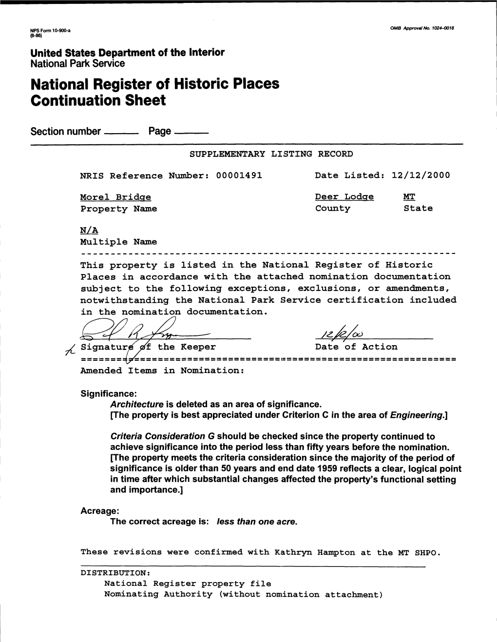 National Register of Historic Places Continuation Sheet