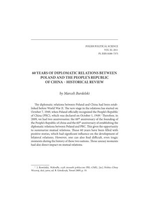 60 Years of Diplomatic Relations Between Poland and the People’S Republic of China  Historical Review