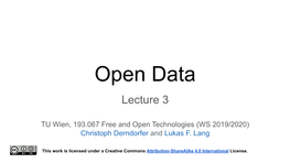 Open Data Lecture 3