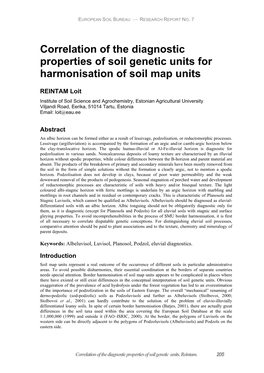 Correlation of the Diagnostic Properties of Soil Genetic Units for Harmonisation of Soil Map Units