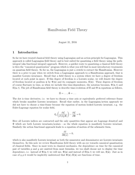 Hamiltonian Field Theory