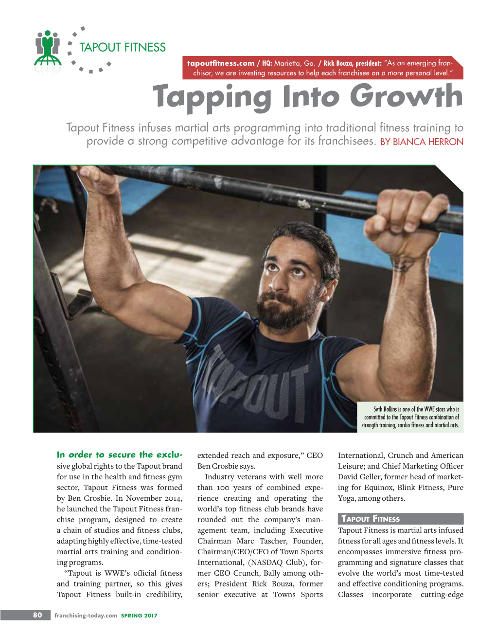 Tapping Into Growth Tapout Fitness Infuses Martial Arts Programming Into Traditional Fitness Training to Provide a Strong Competitive Advantage for Its Franchisees