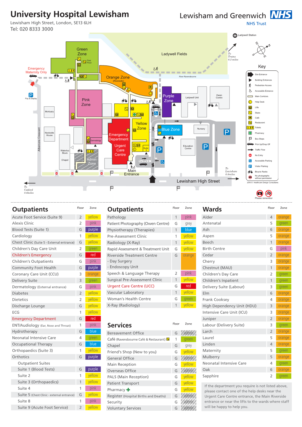 University Hospital Lewisham Lewisham and Greenwich Lewisham High Street, London, SE13 6LH Tel: 020 8333 3000 Ladywellstation
