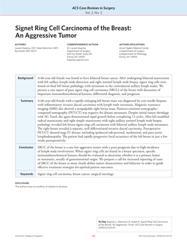 Signet Ring Cell Carcinoma of the Breast: an Aggressive Tumor