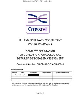 Multi-Disciplinary Consultant Works Package 2 Bond Street Station Site Specific Archaeological Detailed Desk-Based Assessment