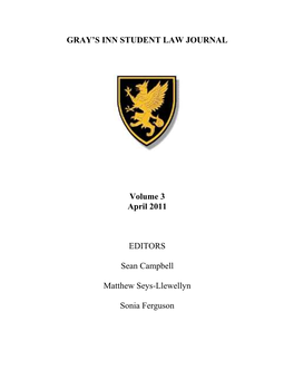 Student Law Journal, Volume III (2011) (PDF)