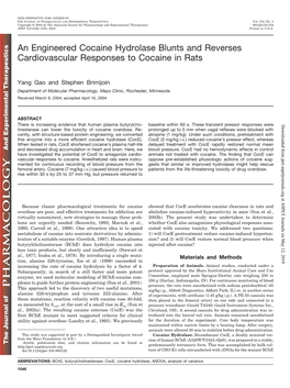 An Engineered Cocaine Hydrolase Blunts and Reverses Cardiovascular Responses to Cocaine in Rats
