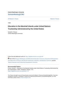 Education in the Marshall Islands Under United Nations Trusteeship Administered by the United States