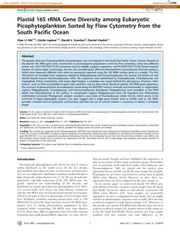 Plastid 16S Rrna Gene Diversity Among Eukaryotic Picophytoplankton Sorted by Flow Cytometry from the South Pacific Ocean