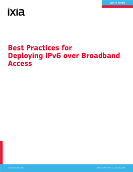 Best Practices for Deploying Ipv6 Over Broadband Access