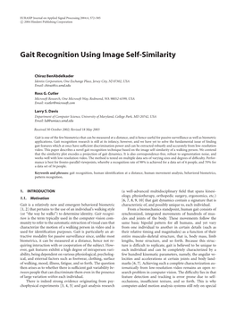 Gait Recognition Using Image Self-Similarity