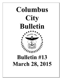 Bulletin #13 March 28, 2015