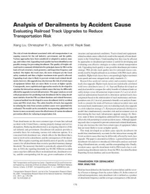 Analysis of Derailments by Accident Cause Evaluating Railroad Track Upgrades to Reduce Transportation Risk