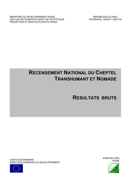 Recensement National Du Cheptel Transhumant Et Nomade Resultats Bruts