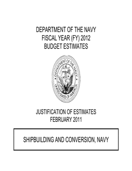 Department of the Navy Fiscal Year (Fy) 2012 Budget Estimates