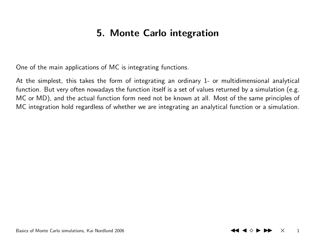 5. Monte Carlo Integration