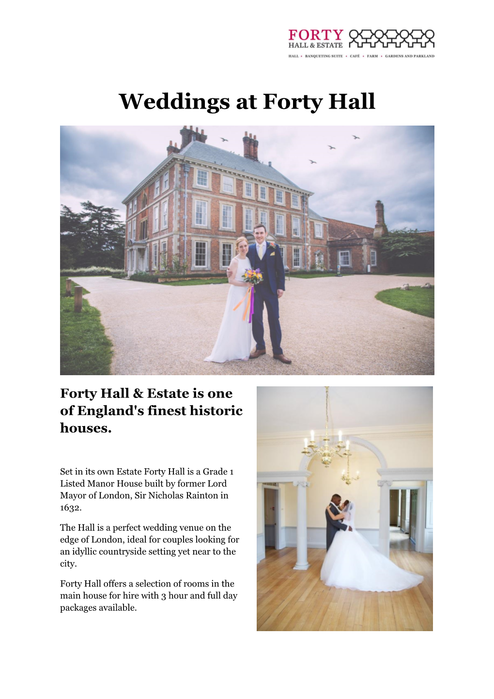 Weddings at Forty Hall