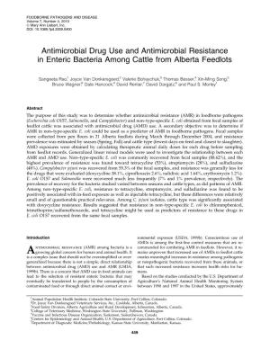 Antimicrobial Drug Use and Antimicrobial Resistance in Enteric Bacteria Among Cattle from Alberta Feedlots