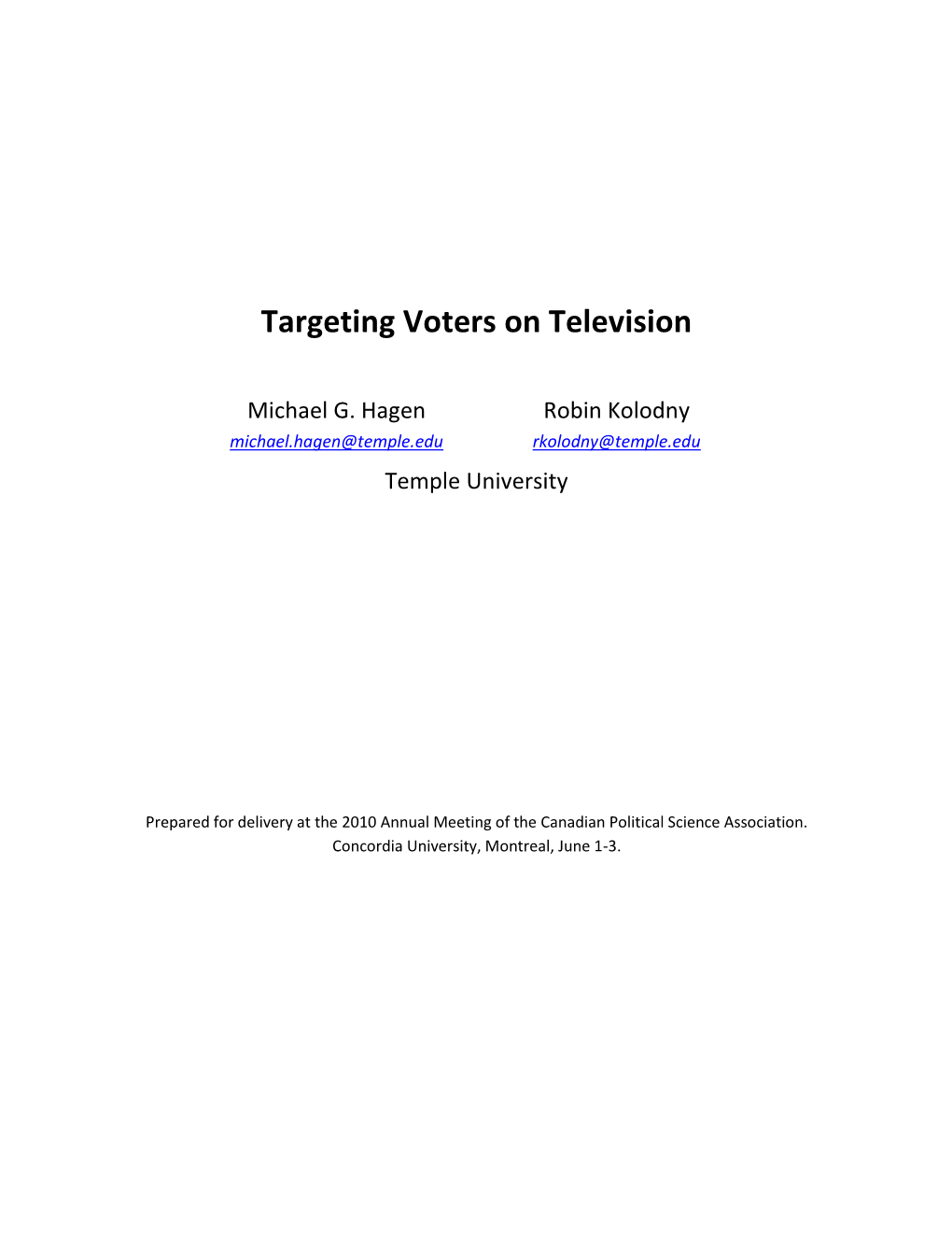 Targeting Voters on Television