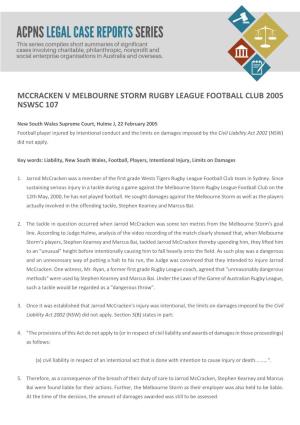 Mccracken V Melbourne Storm Rugby League Football Club 2005 Nswsc 107
