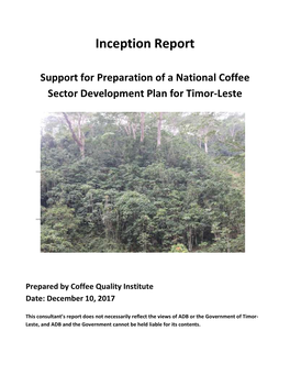 Inception Report-Support for Preparation of a National Coffee