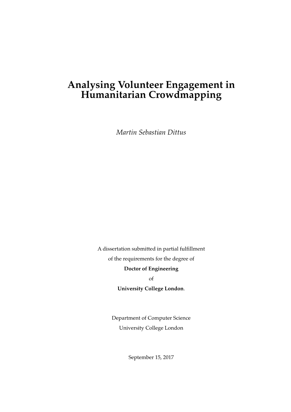 Analysing Volunteer Engagement in Humanitarian Crowdmapping