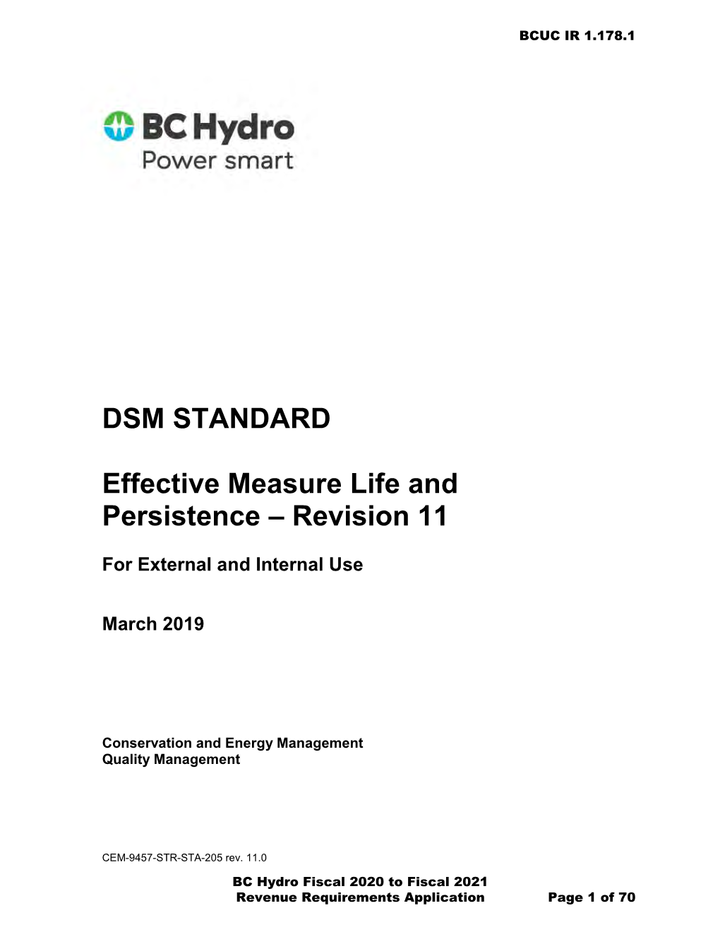 DSM STANDARD Effective Measure Life and Persistence