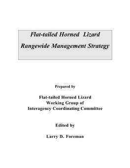 Flat-Tailed Horned Lizard Rangewide Management Strategy