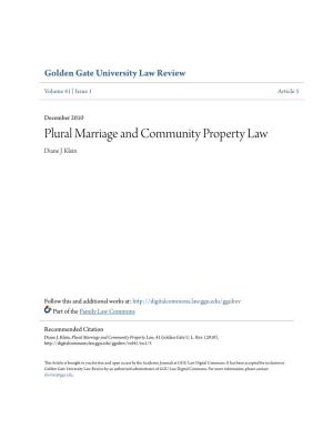 Plural Marriage and Community Property Law Diane J