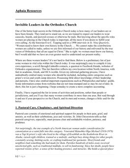 Invisible Leaders in the Orthodox Church