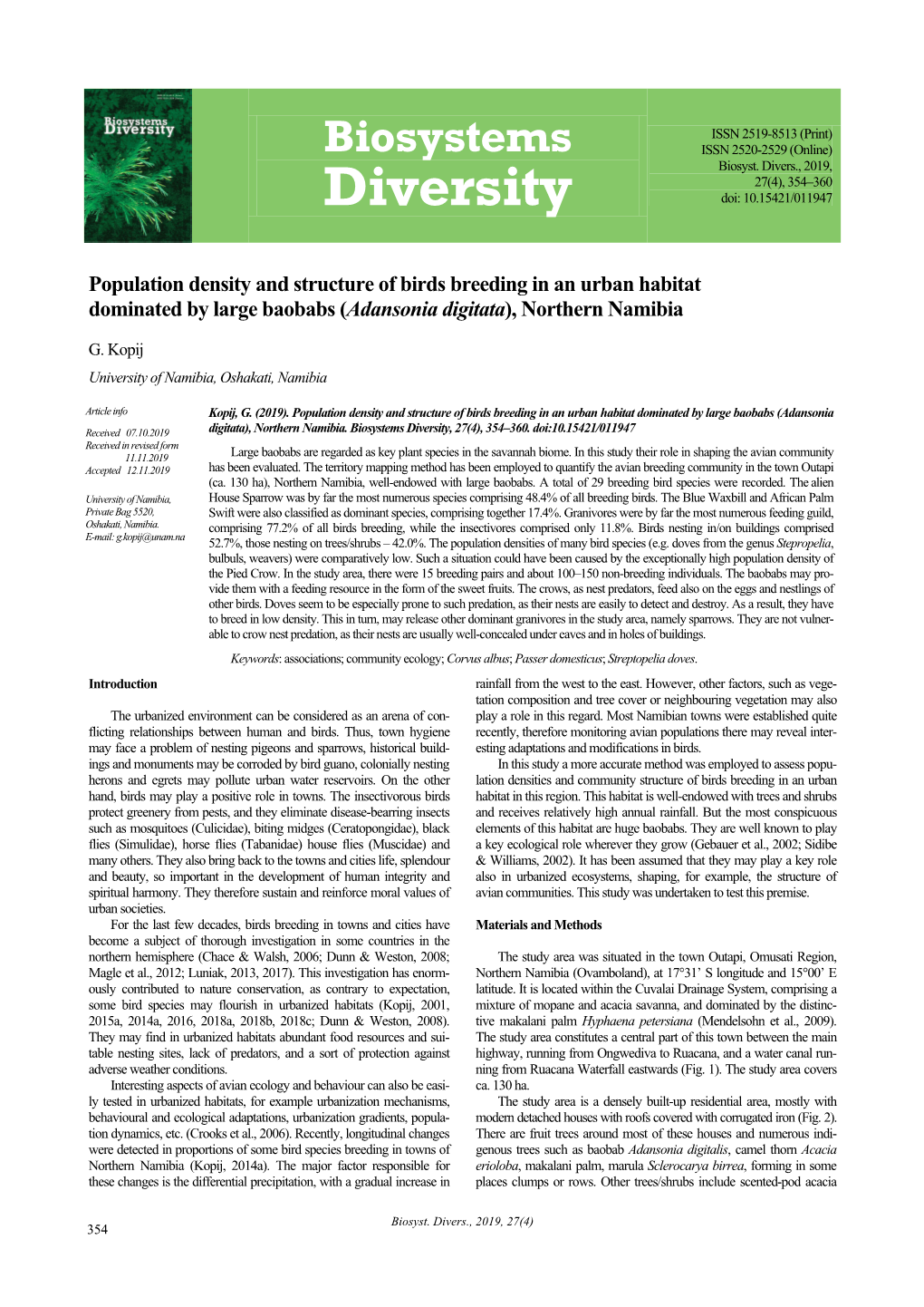 Biosystems ISSN 2520-2529 (Online) Biosyst
