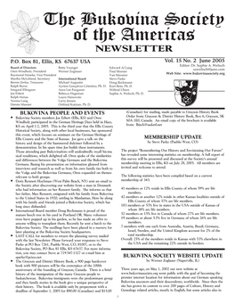 The Bukovina Society of the Americas NEWSLETTER