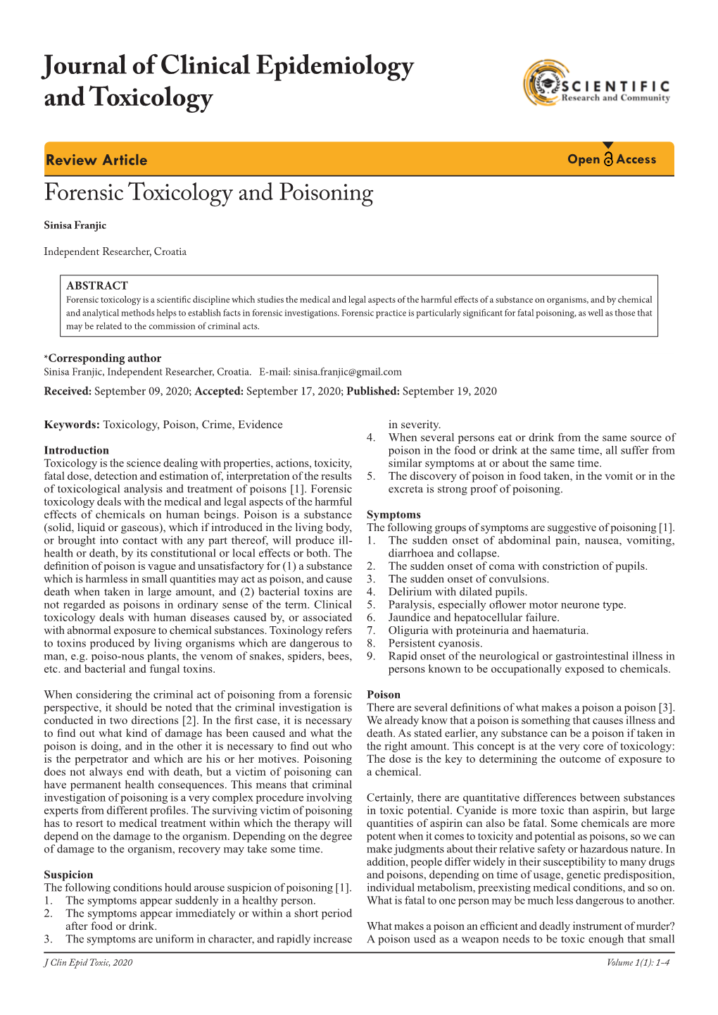 Journal of Clinical Epidemiology and Toxicology