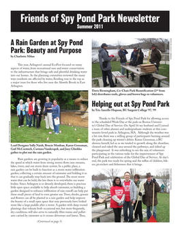 Friends of Spy Pond Park Newsletter Summer 2011 Photo by Luci Ll E C Annava a Rain Garden at Spy Pond Park: Beauty and Purpose by Charlotte Milan