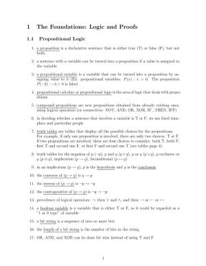 1 the Foundations: Logic and Proofs