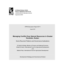 Managing Conflict Over Natural Resources in Greater Kordofan, Sudan