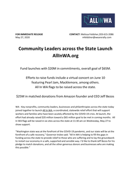 Community Leaders Across the State Launch Allinwa.Org
